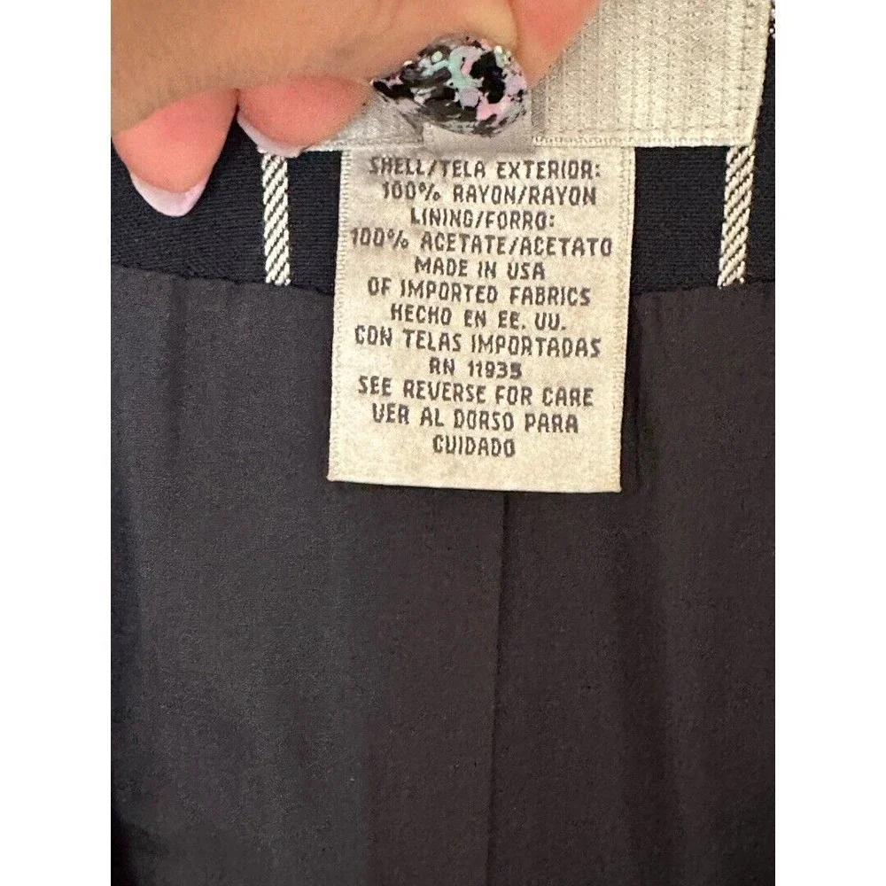 Jacquline ferrar Vintage 1980’s Rayon Navy/gray plaid Blazer jacket women’s Sz 6 - Picture 14 of 15